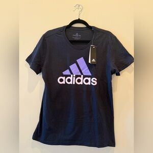 NWT Adidas Black Tee with Purple Logo
